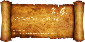 Kővári Gréta névjegykártya
